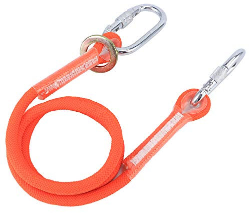 Kletterseil, 1,6 m Luftarbeit Nylon Seil Klettern Sicherheitsseil Sicherheitsgurt Schutzseil Rettungsseil Feuerrettungs Fallschirm mit 2 Karabinern Outdoor Wandern Zubehör Sport Camping Bergsteigen