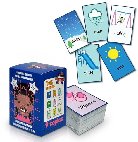 E-STIP 165 Flash Cards for Babies Toddlers for Learning My First Word & Sentences, Preschool Speech and Language Delay Educational Learning Toy Cards to Teach Words with Images