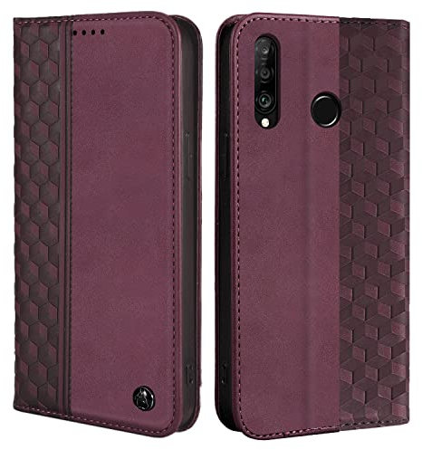 CXTcase Schutzhülle für Huawei P30 Lite, Schutzhülle aus PU-Leder, Magnetverschluss, Flip Case für Huawei P30 Lite, Weinrot