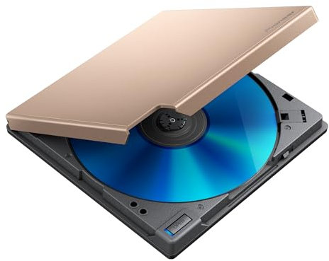 Pioneer External Blu-ray Drive BDR-XD08G USB 3.2 Gen1 (USB Type-C) / 2.0 Slim Portable BD/DVD/CD Writer Gold