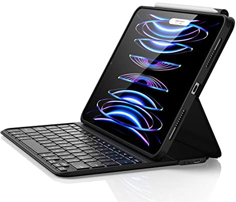 ESR Ascend Keyboard Case Lite, iPad Keyboard Case Compatible with iPad Pro 11/iPad Air 5/4, Magnetic Detachable Case, Adjustable Portrait/Landscape Mode, Light and Portable, Springy Keys, Black