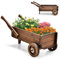 RELAX4LIFE Fioriera da Esterno a Forma di Carrello, Carriola Porta Fiori in Legno, Decorazione Vintage per Giardino, Aiuola da Interno ed Esterno (Modello 2)