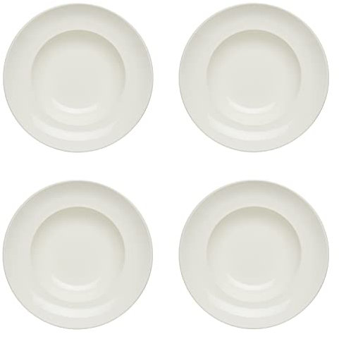 KHG 4er Set Pastateller, extra groß mit 30cm Durchmesser in weiß, perfekt für Gastro und Zuhause, hochwertiges Porzellan, Suppenteller, Salatteller, Spühlmaschinengeeignet