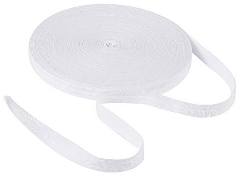 Pandahall 45 m Baumwoll-Köperband, Fischgrätenband, Rolle zum Nähen, Basteln, Schneidern, Binden, Gurtband, Geschenkpapier, Tasche, Gürtel, Weiß, 20 mm