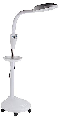 Lámpara De Pie con Lupa LED, Luz De Belleza Ajustable En Altura 8X, Luz con Soporte Rodante De 360 Grados para Cuidado Salon Cosméticos Maquillaje (EU)
