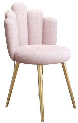 Sessel Samtiger Stuhl mit Armlehne in Muschel-Form Esszimmerstuhl Schminktisch Stuhl Wohnzimmerstuhl Modern Polsterstuhl mit Metallbeinen für Schlafzimmer/Wohnzimmer,Rosa