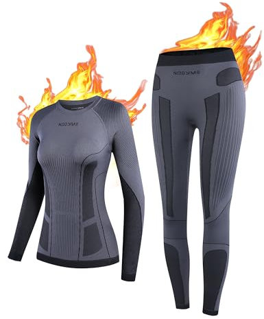 NOOYME Thermounterwäsche Damen Set Warme Funktionsunterwäsche Winter Elastische Skiunterwäsche Atmungsaktive Thermo Unterwäsche Frauen