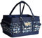Sew Stylish Craft Organiser Bag, Navy Daisy Pattern - Collapsible Caddy and Tote with Compartments for Sewing, Scrapbooking, Paper Craft, and Art - PT900-NAVY-DAISY