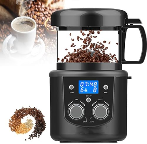 Tostatrice Caffè Domestica Da 100G,Tostatrice Automatica per Chicchi Di Caffè 2 in 1 Da 1400W Con Funzione Di Raffreddamento,2 Modalità Di Tostatura+8 Ingranaggi Di Cottura+Timer Da 15 Minuti