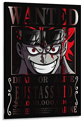 Animation One Piece Wanted Poster Eustass Kid Leinwand Wandkunst Drucke Poster Foto Bild Malerei Poster Raumdekor 50 x 75 cm