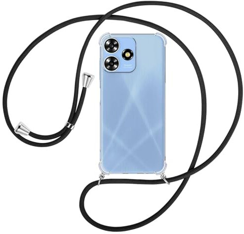 mtb more energy® Handykette kompatibel mit ZTE Blade A73 4G - schwarz - Smartphone Hülle zum Umhängen - Anti Shock Full TPU Case