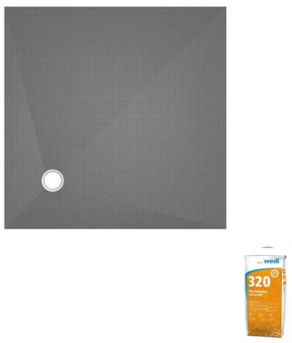Receveur de douche à carreler 150 x 150 WEDI Fundo Primo carré écoulement excentré + colle 320