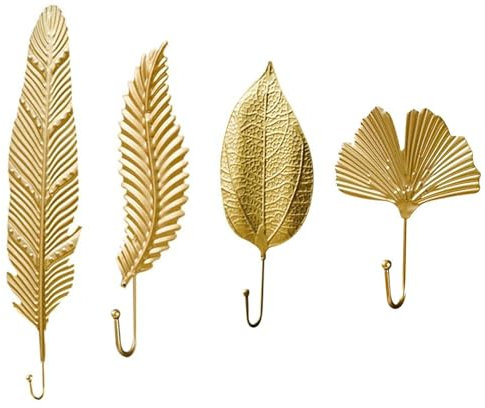 Shnmin Ganchos de Pared, Decoración Multiuso Ganchos, Ganchos Percheros Vintage, Oro Gancho de Pared Decorativos, Hojas decorativas Ganchos de Hierro, Ganchos Montados en la Pared Moderno