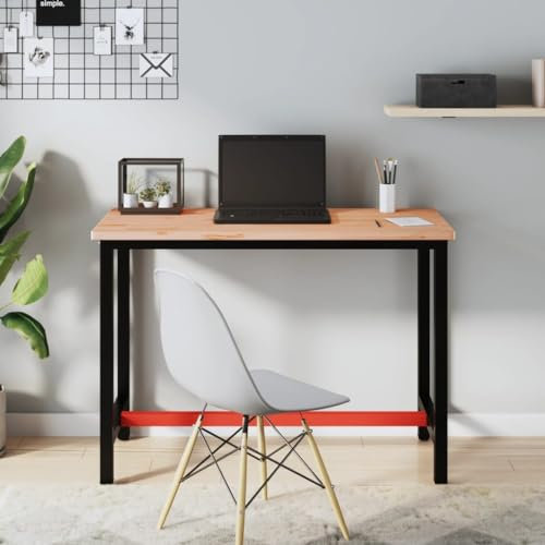 prissent Werkbank 115 x 55 x 81,5 cm Massivholz Buche und Metall Arbeitstisch Holz Arbeitstisch Arbeitsplatte Möbel Garage Werkbank Garage