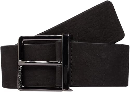 Calvin Klein Herren Gürtel Sleek Square Nubuck eckige Schnalle, Schwarz (Ck Black Nubuck), 100 cm