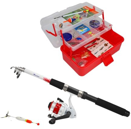 Kinder Angelset Girl mit viel Zubehör Teleskoprute Rolle Angelkoffer Angeltasche