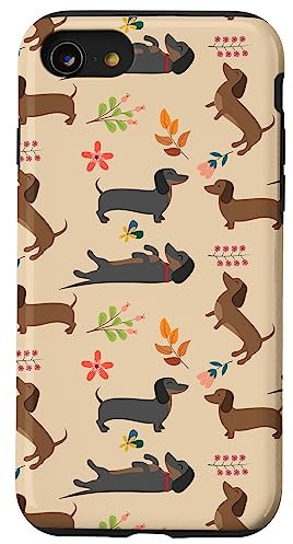 iPhone SE (2020) / 7 / 8 Dachshund Pattern Sausage Dog Lover Wiener Flower Pattern Case