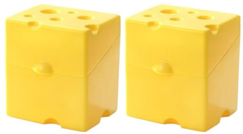 PRETYZOOM Sliced Cheese Storage Container, 2pcs Fridge Cheese Slice Holder Cute Butter Block Cheese Slice Storage Box with Lid Cheese Saver Keeper for