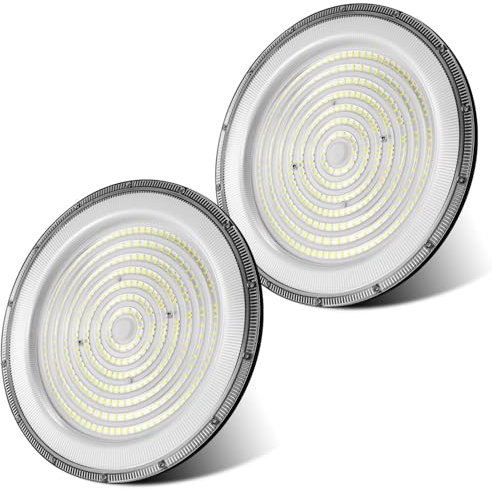 Sararoom 500W UFO Industrielampe Werkstattlampe, 50000LM Superhelle LED Werkstatt Deckenleuchte 6500K Kaltweiß Hallenstrahler IP65 Wasserdicht High Bay Litch,Strahler für Fabriken Garage Lagerhaus,2st