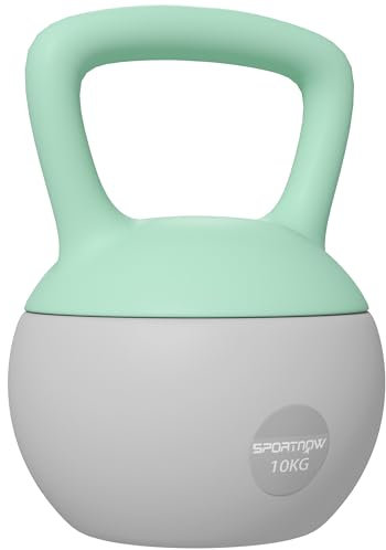 SPORTNOW Soft Kettlebell, 10kg Kettle Bell with Non-Slip Handle for Home Gym Weight Lifting and Strength Training, Green and Grey