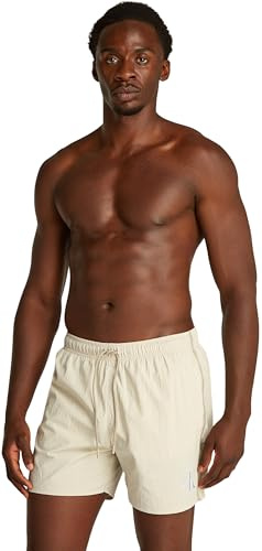 Calvin Klein Herren Badehose Medium Drawstring mit Logo, Beige (Pelican), L