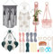 IFNUNLY 5 Set DIY Blatt Makramee Wandteppich Für Erwachsene Makramee Wandbehang Ornament Handgefertigtes Makramee Pflanzenhänger Set Boho Makramee Blumenkorb Bastelset Makramee Schlüsselanhänger Mit A