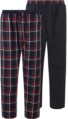 Jan Vanderstorm Herren 2er Pack Schlafhose Rawald Doppelpack | Pyjamahose | Reine Baumwolle | Große Größen L-7xl blau, XL - 56/58