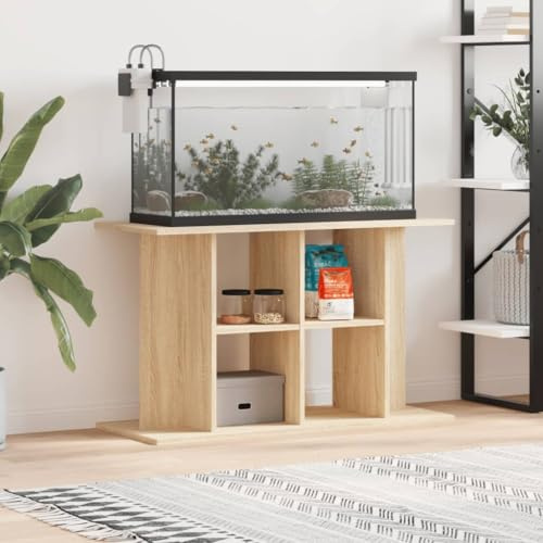 IKAYAA Aquarium Unterschrank Sonoma Eiche, Aquariumständer für Aquarien, Aquarienschrank, Aquarium Tisch Holzwerkstoff 100 x 40 x 60 cm