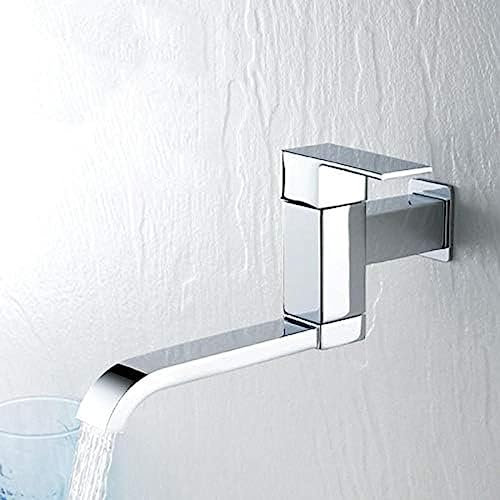 EXHOYAJB Grifo de baño frío y Cromado, Grifo Monomando, Montaje en Pared, caño Giratorio Largo, grifos de Cocina