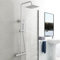 Shower Mixer Set,Adjustable Height Shower System with 20 * 20cm Rainfall Shower Head, Thermostatic Shower Mixer Bar Set for Bathroom, Chrome Silver Set Square (Chrome Silver)