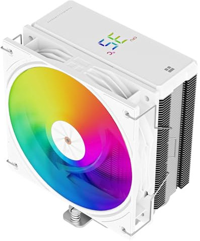 TR Assassin X 120R Digital ARGB Blanco Enfriador de aire velocidad de 4 tubos de calor, tapa superior de pantalla digital, ventilador PWM silencioso de 12 cm, para AM4/AM5, Intel LGA170/1851/115X/1200