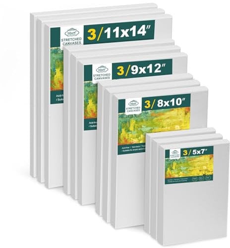Leinwand zum Bemalen, 12 Stück Leinwand Set, Keilrahmen Leinwänd, Leinwände für Acryl, Ölfarbe für Künstler, Amateure