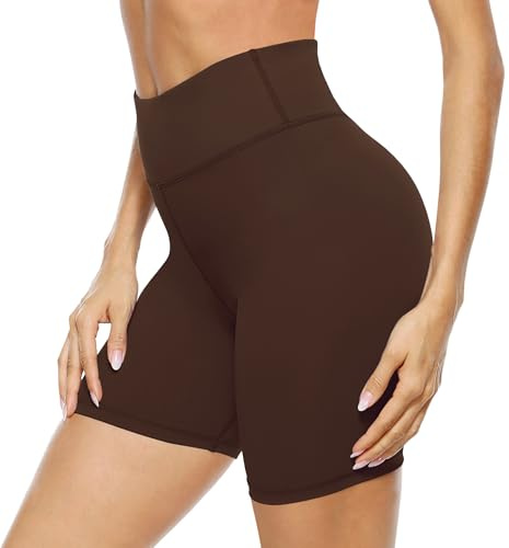 Persit Pantalon de sport court pour femme, taille haute, short de course, short de sport, legging, pantalon de course d'été, pour yoga, fitness, Tiramisu, 50-50