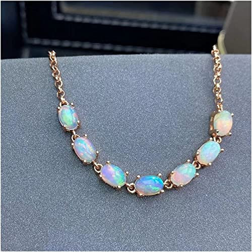 ZCCZJS Opal natürliches Opal Armband rund 4mmx6mm Opal Schmuck 925 Silber klein süß für das Beste schöne Geschenk