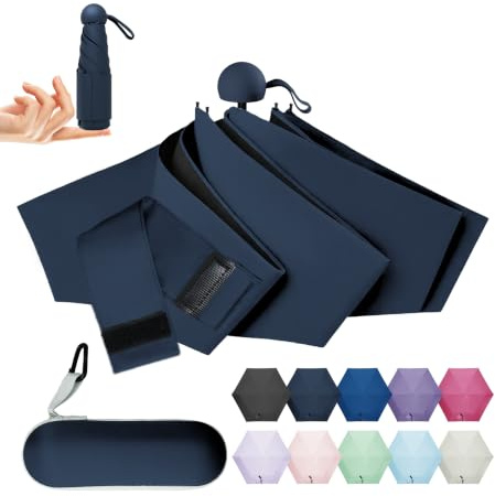 LILAC Mini Regenschirm Leicht & Kompakt, UPF 100+ UV-Schutz Taschenschirm | Für Damen, Herren & Kinder. 90cm Spannweite. Inkl. Hartschalen-Etui & Karabiner. Ideal als Kleiner Reiseschirm.