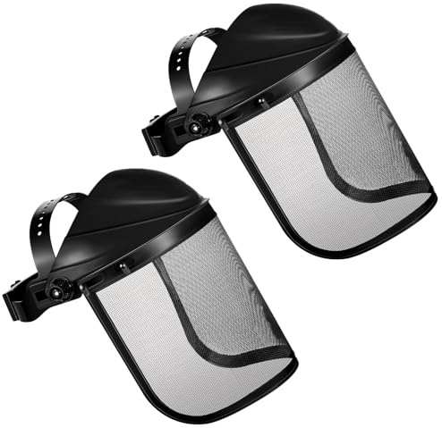 Hestya 2 Sicherheit Gesichtsschutz Helme mit Visier, Schwarz | Verstellbarer Schutzhelm mit Visier, Gesichtsschutzschild für Rasentrimmer, Gartenarbeit, Holzeinschlag, Rasen, Forst