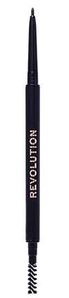 Revolution, Präziser Brauenstift, Ebenholz, 0.05g | Doppelseitiges, ultrafeines Bleistiftwerkzeug, inklusive Spoolie-Pinsel, vegan & tierversuchsfrei