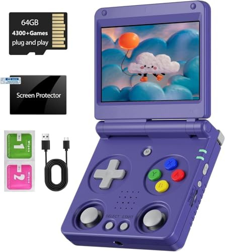 JSAIGams RG34XXSP Retro Handheld Game Console – 3.4 IPS Screen, Dual Analog Joysticks, 5000+ Built-in Games, 64GB, Linux, 5GHz Wi-Fi, Bluetooth, TV Output