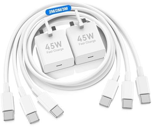DGVERS 45W USB C Charger Plug for iPhone 17/16/15 & 2-2-3M Charger Cable | Type C USBC Charger UK Wall Phone Power Adapter USBC Lead for iPhone 17 Air, 17/16/15 Pro, Pro Max, 16e,16/15 Plus, Pad