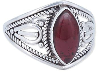 Ring 925 Silber Granat roter Stein Edelstein echt Silber Damen Sterling Silber Geschenk (MRG-070-02-(48))