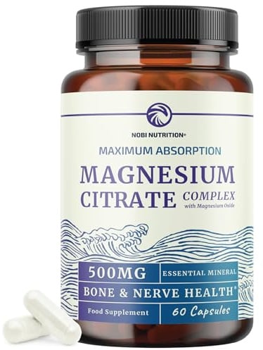 Magnesium Citrate Complex 500 MG for Calm, Relaxation, Constipation & Digestion Health Support | High Absorption Magnesium Supplement with Elemental Magnesium Oxide | Non-GMO, Soy-Free | 60ct