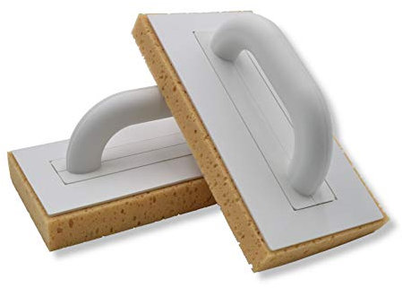 2er Set DEWEPRO® Schwammbrett - Fliesenschwamm mit 30mm gerasterte Schwammauflage - 280x140mm Waschbrett - Schwammscheibe Fliesenwaschbrett zur Reinigung frisch verlegter Fliesen