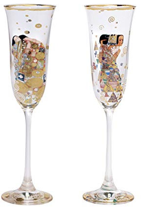 CREAFLOR HOME 2er Set Gustav Klimt Sektgläser Die Erwartung + Die Erfüllung Goebel Artis Orbis