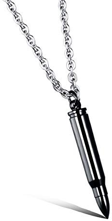 dsanbo Schmuck Patrone Gewehrkugel Anhänger Kette Edelstahl Bullet Memorial Herren Damen Halskette