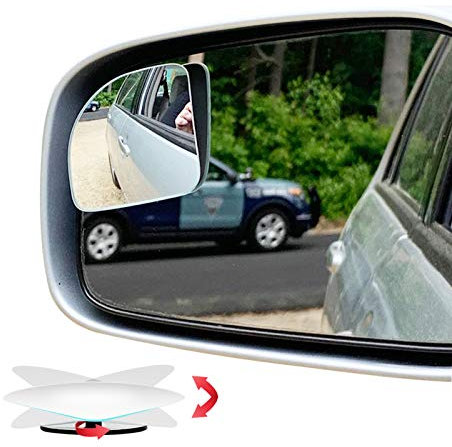 Ampper Fan Shaped Blind Spot Mirror, HD Glass Frameless Stick on Adjustabe Few Convex Wide Angle Rear View Blind Spot Car Mirror for Car Blind Spot, Pack of 2