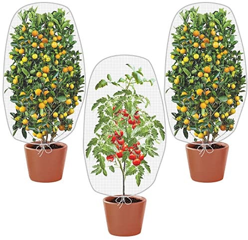 Alpurple Insect Bird Barrier Netting Mesh with Drawstring - Garden Bug Netting Plant Cover for Protect Plant Fruits Flower from Insect Bird Eating (Medium 3PCS)…