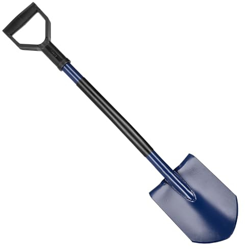 KADAX Spaten, Gartenspaten mit Kopf aus Stahl, Schaufel mit Stiel aus Metall, Gartenschaufel mit D-Griff, Grabspaten, Pionierspaten (Spitz)