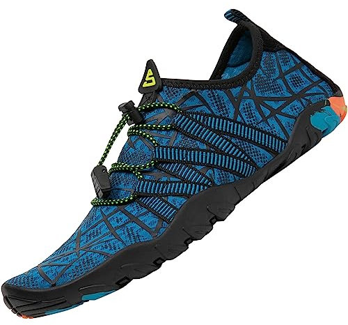 SAGUARO Badeschuhe Damen Herren Wasserschuhe Schwimmschuhe Schnelltrocken Aquaschuhe Strandschuhe Leicht Neoprenschuhe Surfschuhe rutschfeste Tauchschuhe Wassersportschuhe Stil 3:Blau Gr.39 EU