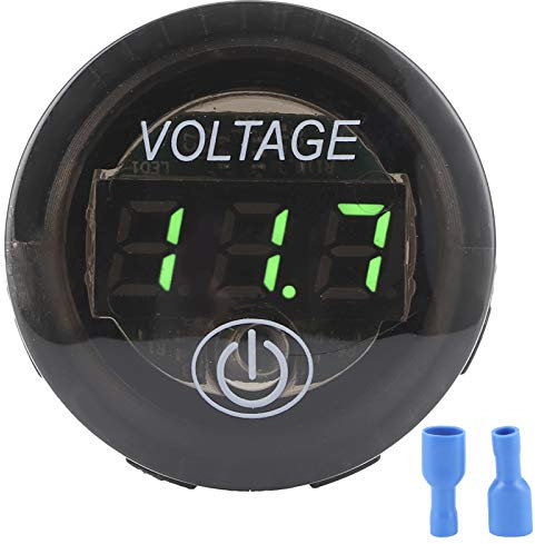 Indicateur de Tension de Voiture 12-24v DC Voltmètre étanche Avec Affichage LED Et Voltmètre à Panneau Rond Avec Interrupteur Tactile pour Véhicule, Moto, Camion, Caravane[Vert]