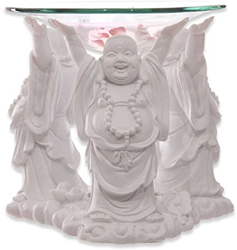 mtb more energy Duftlampe ''Happy Buddha'' - Duftlicht Aromalampe Teelichthalter - Höhe 11 cm - Figur Geschenk Deko